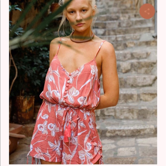 Yireh Pants - YIREH Hudson Romper in Nectarine